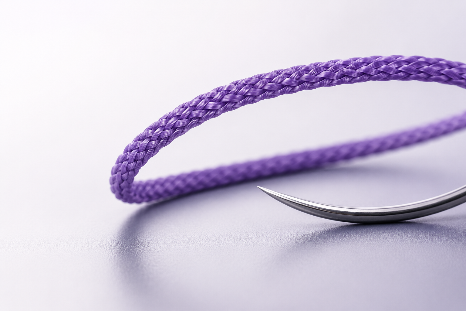 Violet braided absorbable surgical suture and needle